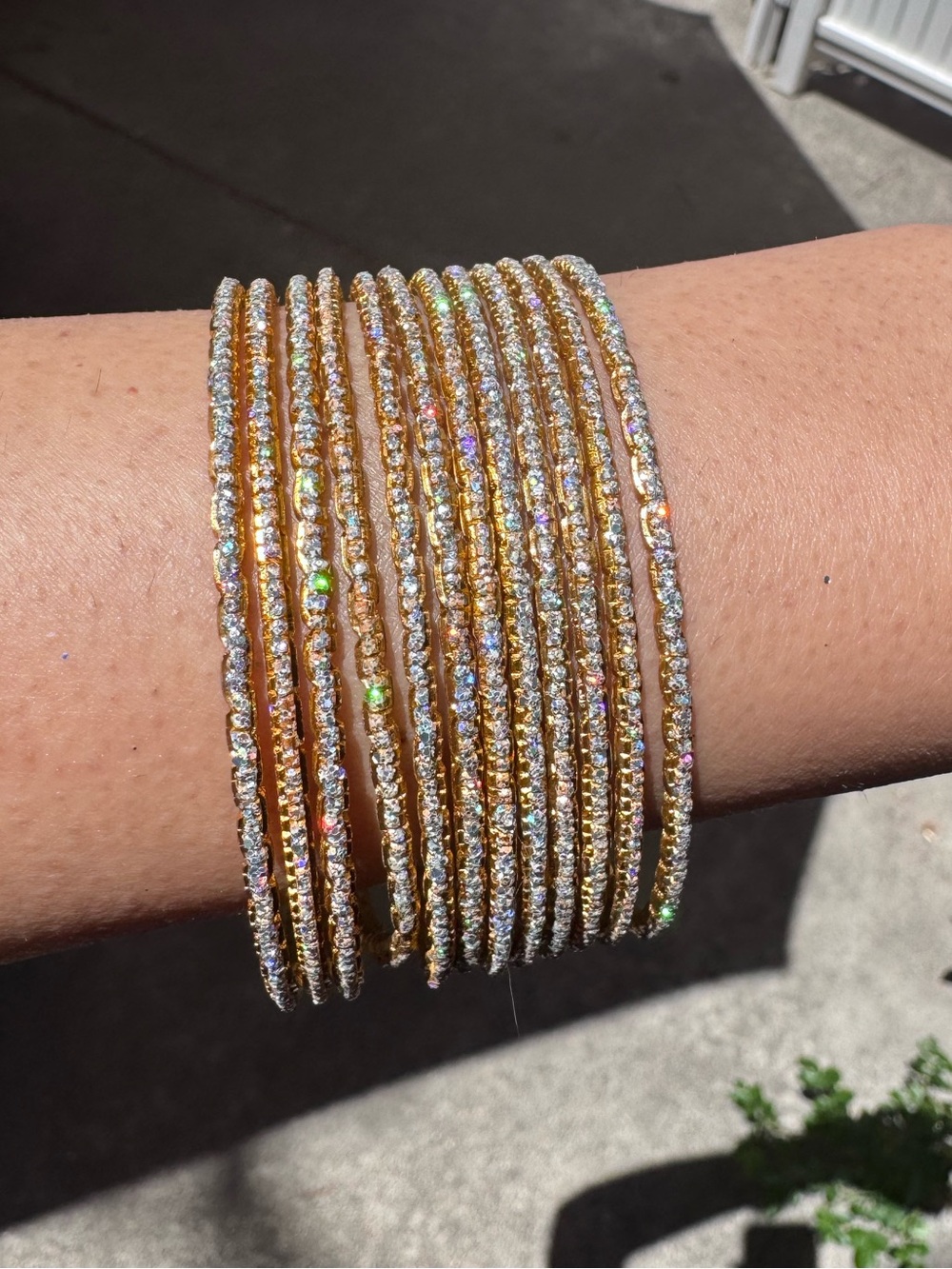 Gold Rhinestone Indian Pakistani Bangle Set Sparkly Bridal Jewelry